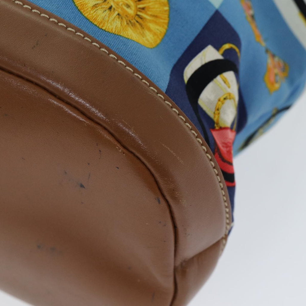 GUCCI Tote Bag Canvas Leather Blue Brown 002 2040 0307 80176
