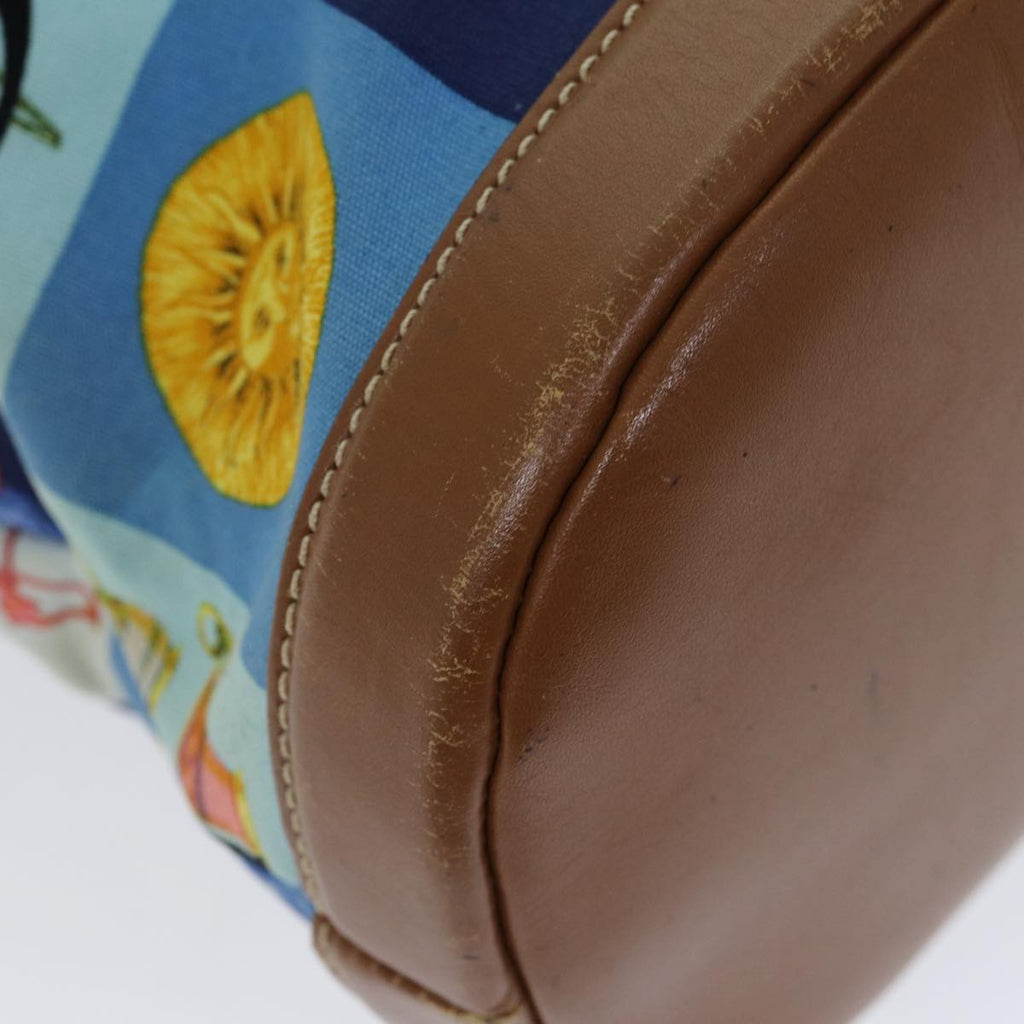 GUCCI Tote Bag Canvas Leather Blue Brown 002 2040 0307 80176