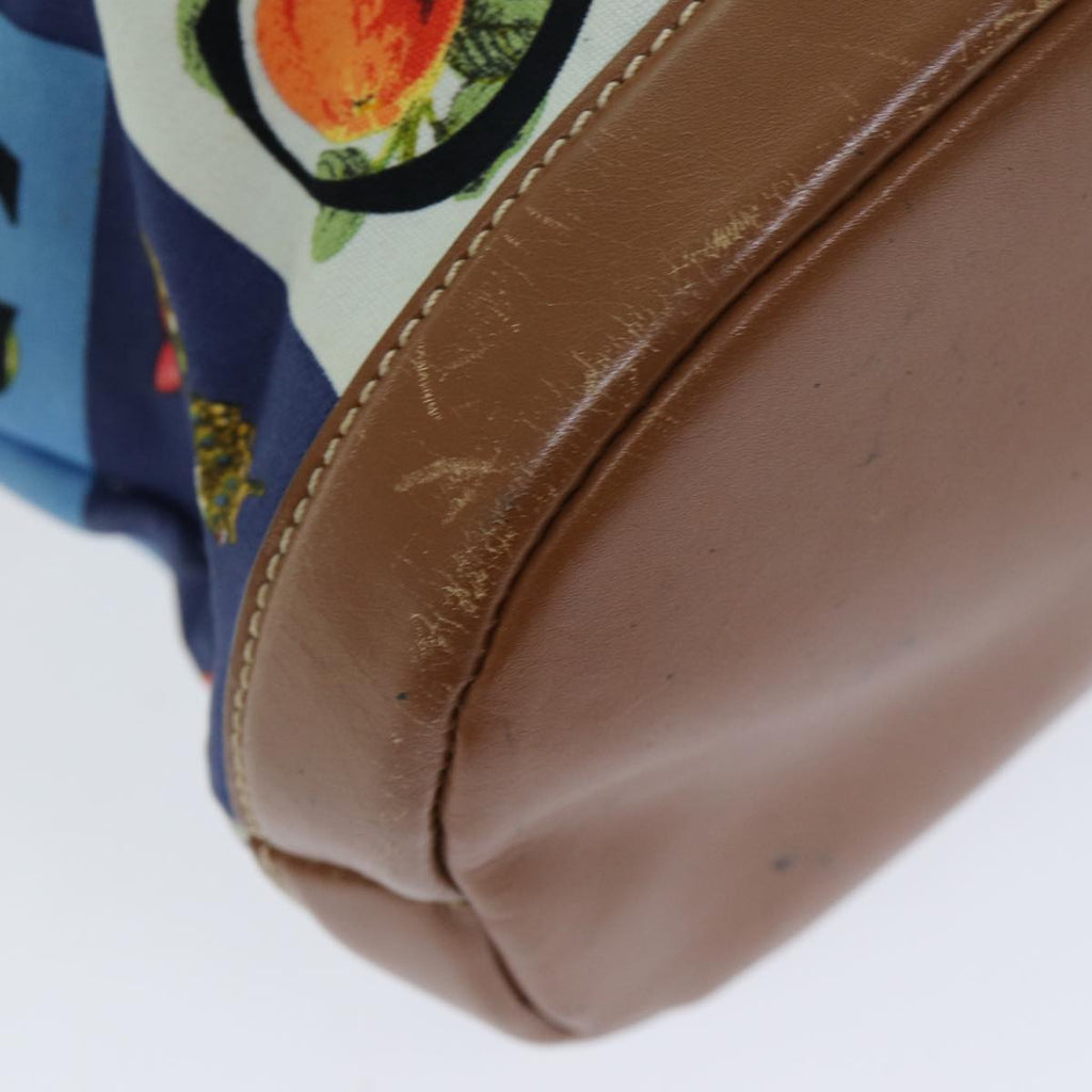 GUCCI Tote Bag Canvas Leather Blue Brown 002 2040 0307 80176