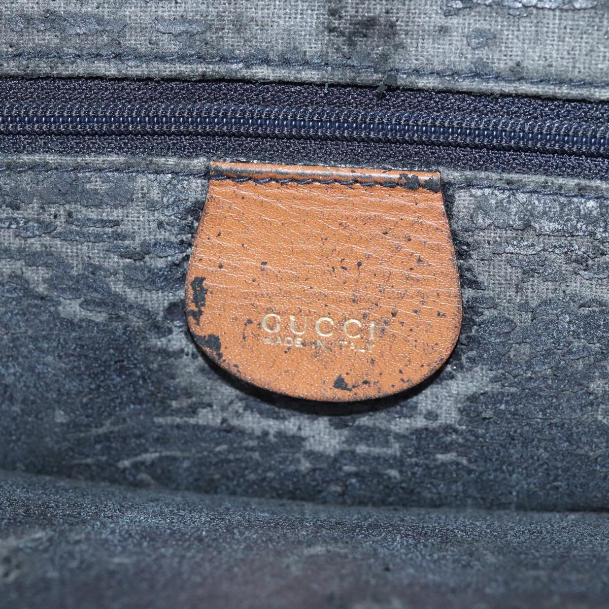 GUCCI Tote Bag Canvas Leather Blue Brown 002 2040 0307 80176