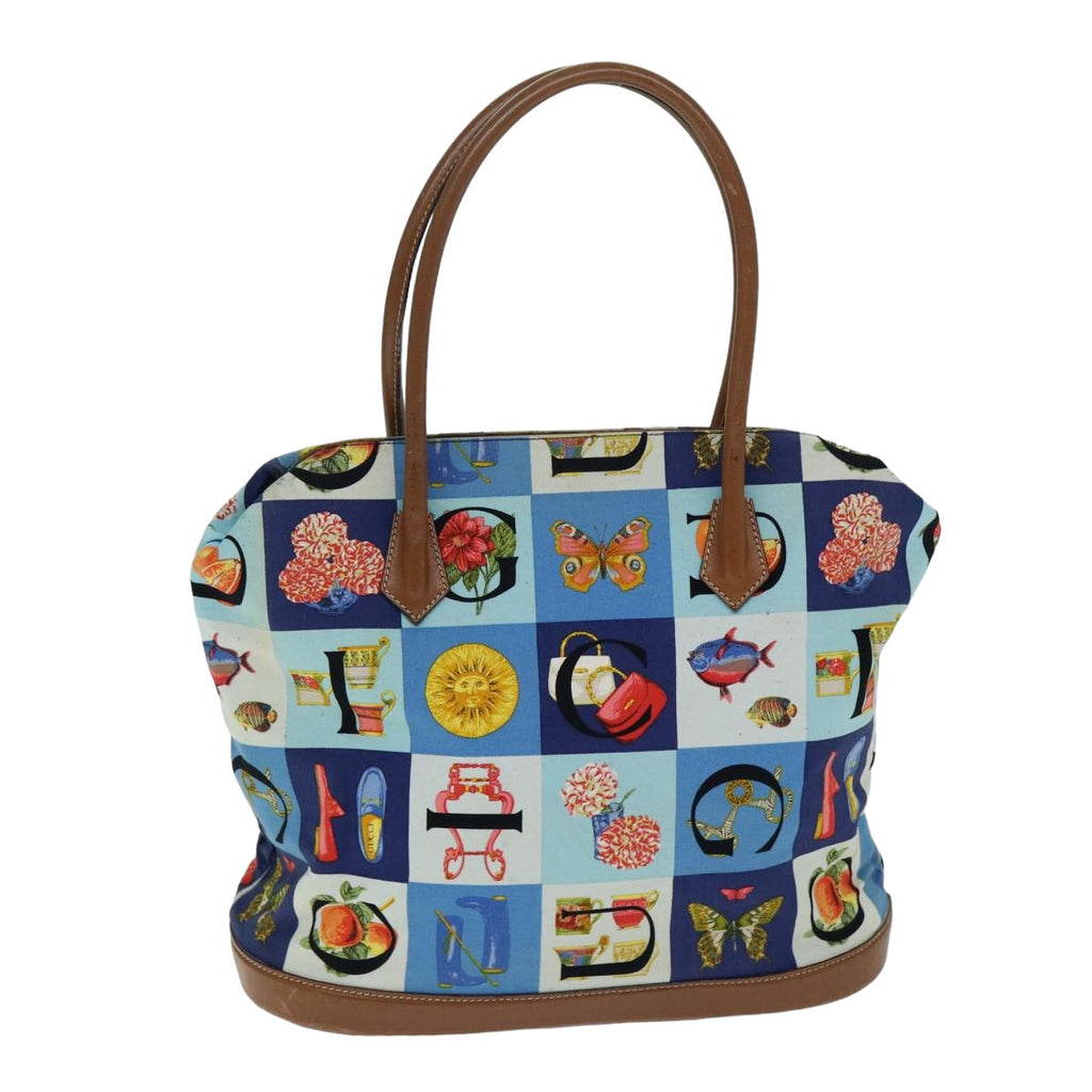 GUCCI Tote Bag Canvas Leather Blue Brown 002 2040 0307 80176