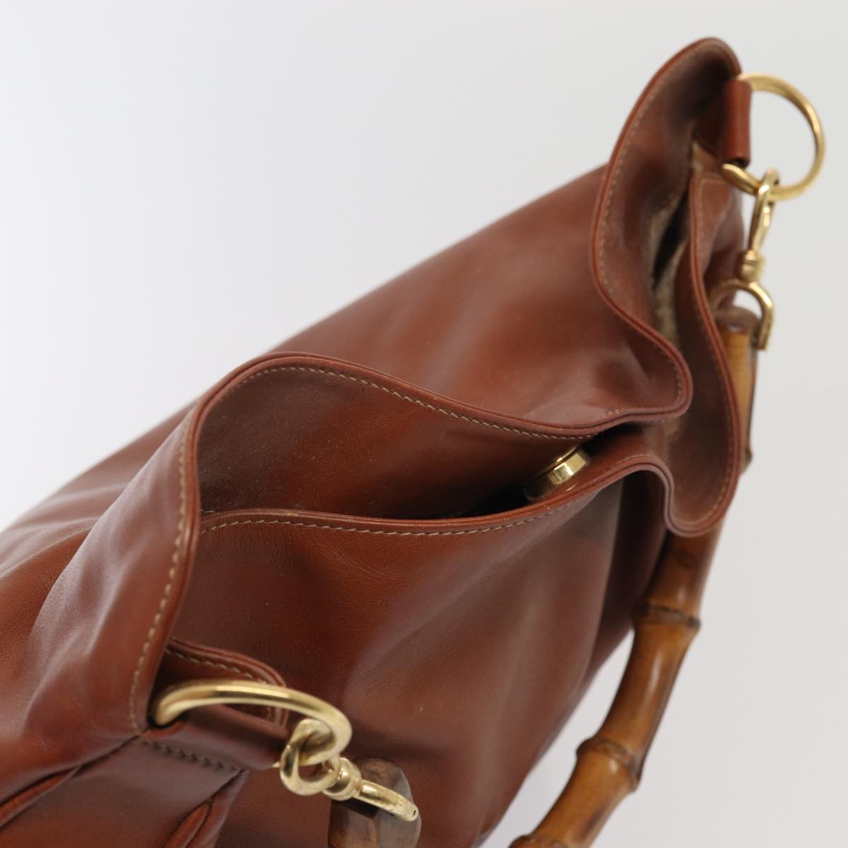 GUCCI Bamboo Shoulder Bag Leather Brown 001 1781 1577 80180