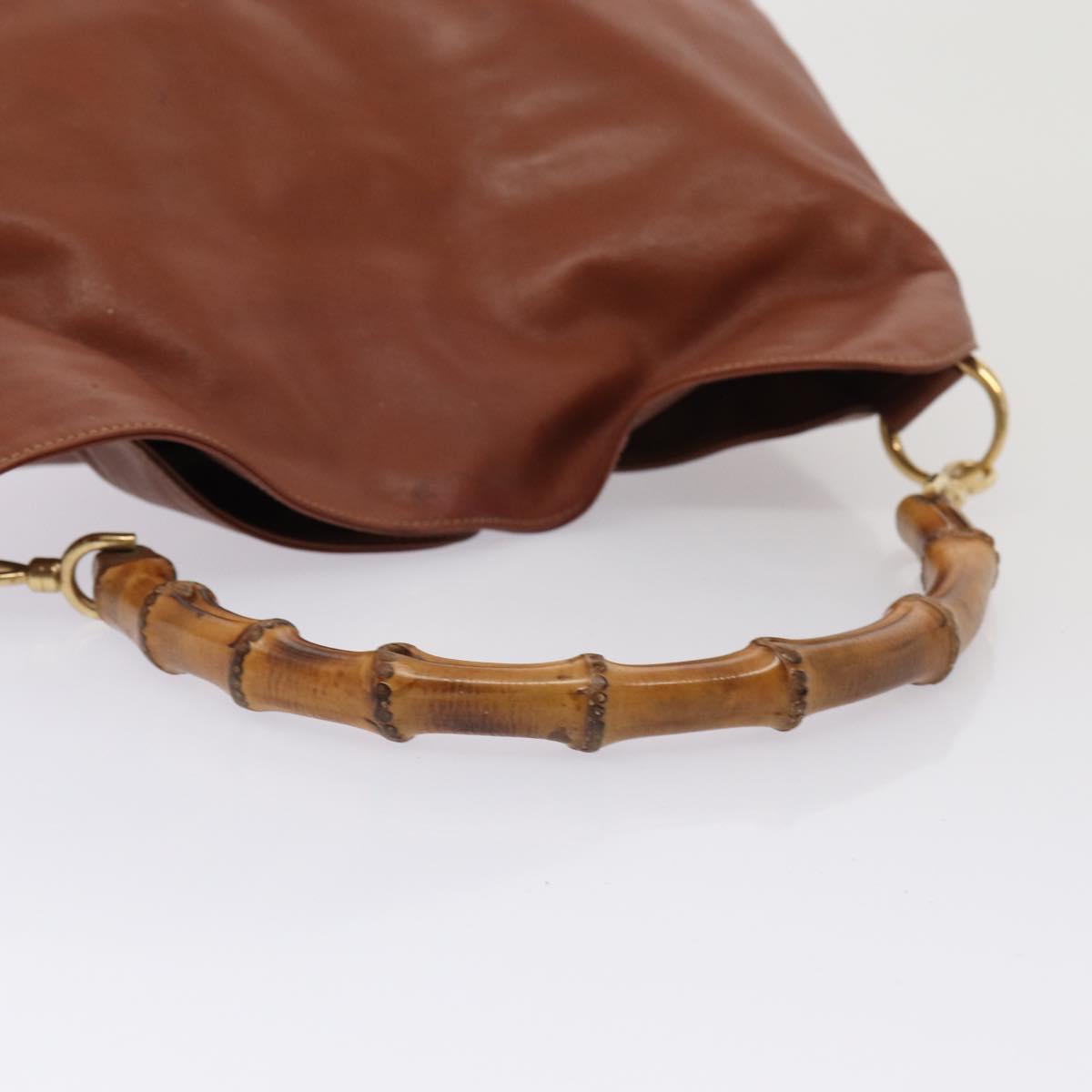 GUCCI Bamboo Shoulder Bag Leather Brown 001 1781 1577 80180