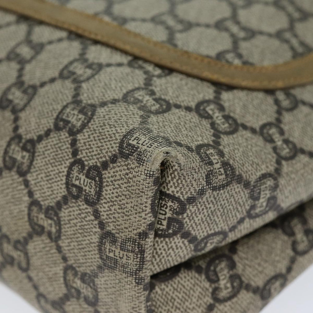 GUCCI GG Plus Supreme Web Sherry Line Tote Bag PVC Leather Beige 80181