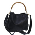 GUCCI Bamboo Shoulder Bag Leather Black 001 1638 200047 80194
