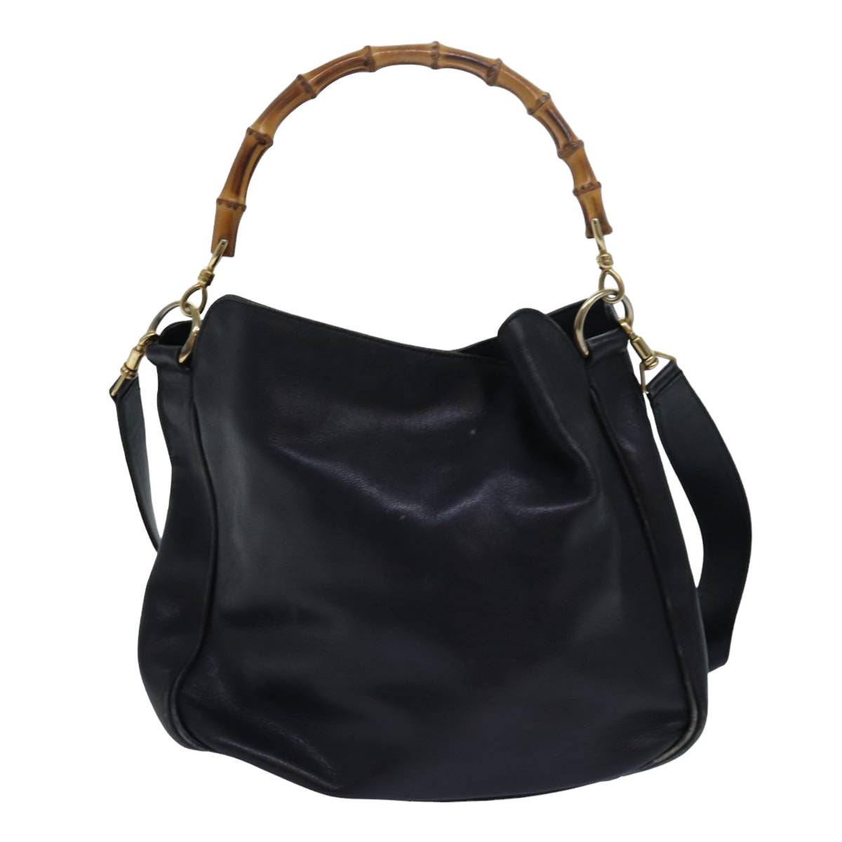 GUCCI Bamboo Shoulder Bag Leather Black 001 1638 200047 80194