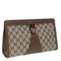 GUCCI GG Canvas Web Sherry Line Clutch Bag PVC Beige Green Red 80235