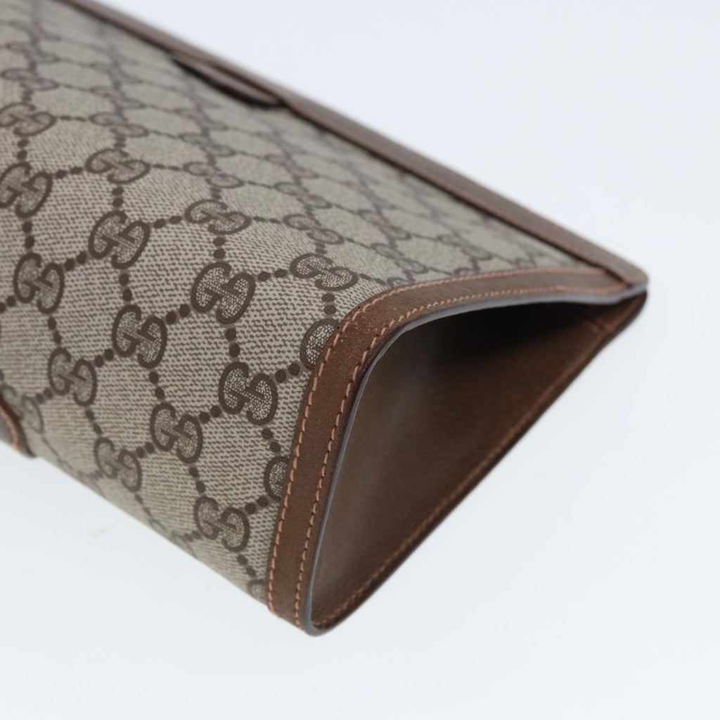 GUCCI GG Canvas Web Sherry Line Clutch Bag PVC Beige Green Red 80235