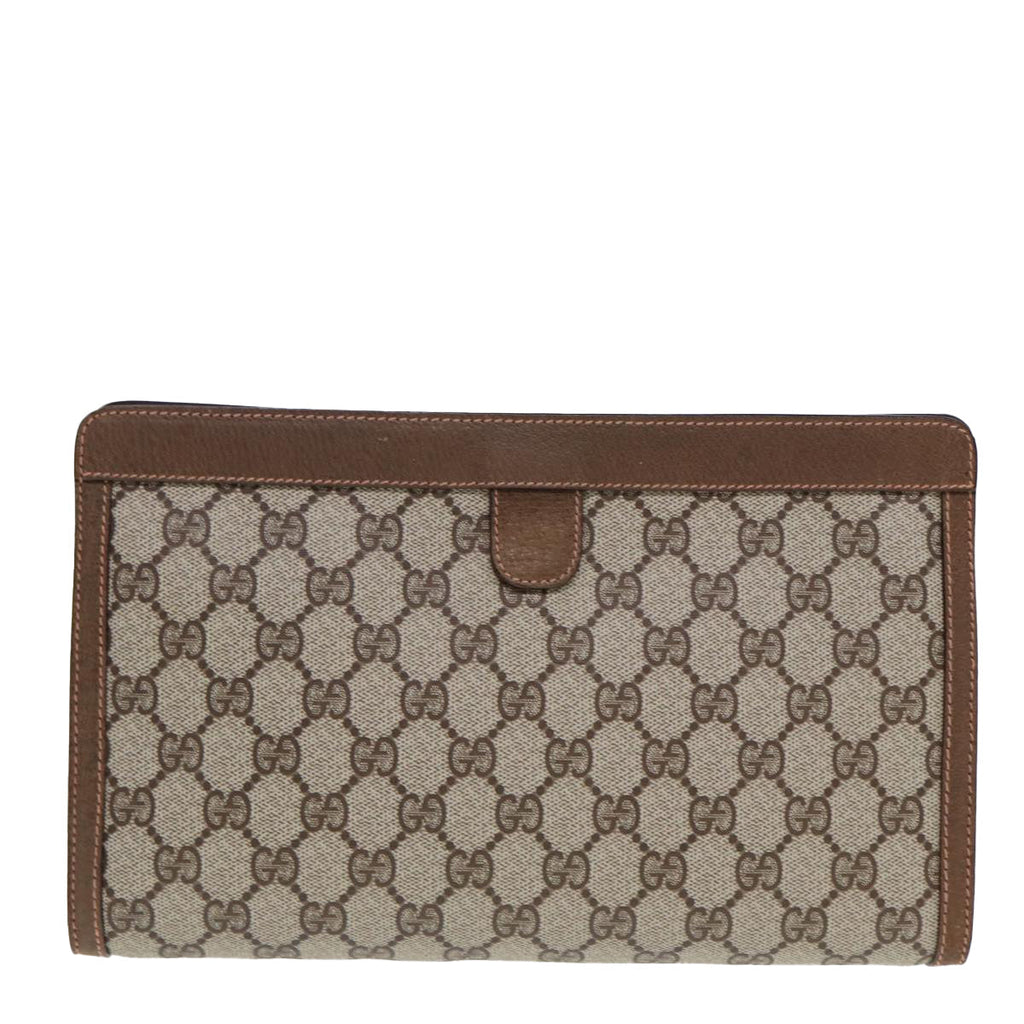 GUCCI GG Canvas Web Sherry Line Clutch Bag PVC Beige Green Red 80235