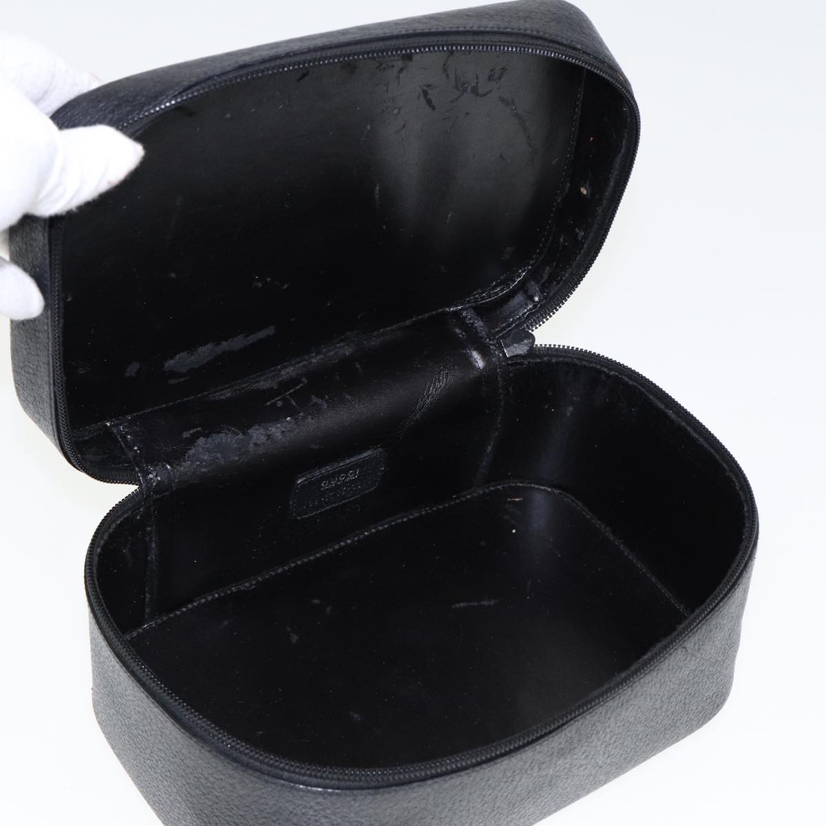GUCCI Vanity Cosmetic Pouch Leather Black 80238