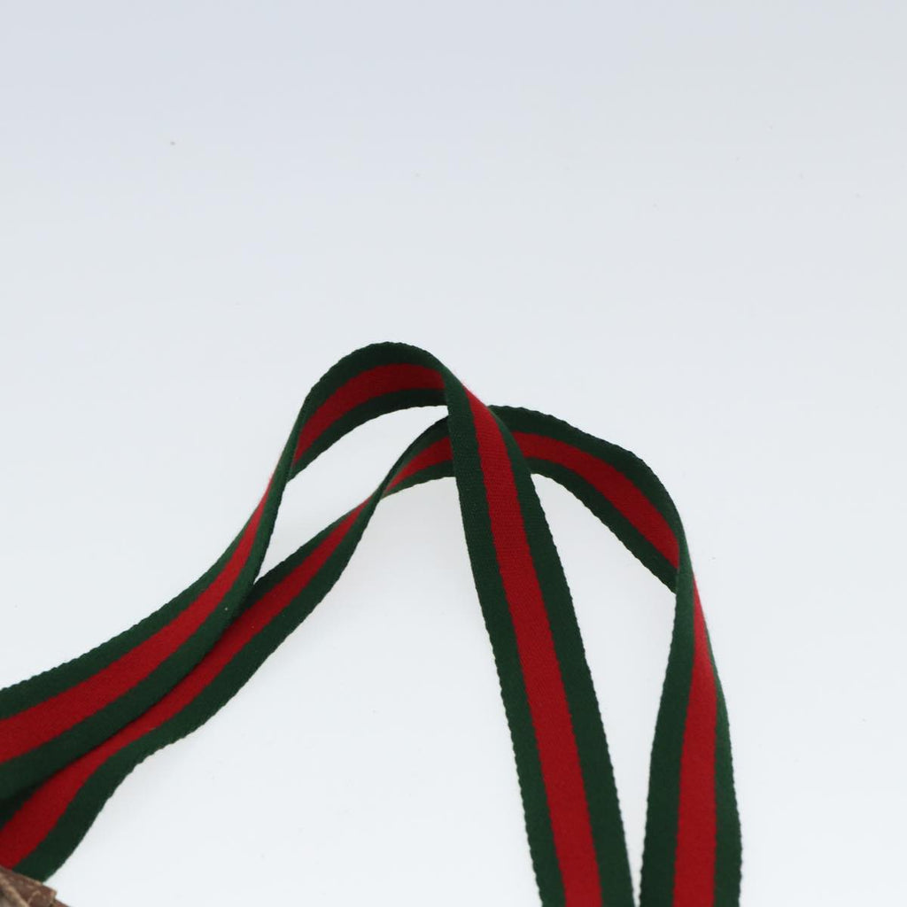 GUCCI GG Canvas Web Sherry Line Tote Bag PVC Leather Beige Green Red 80255