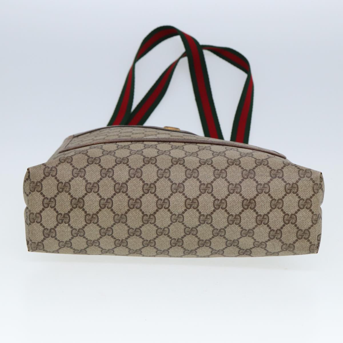 GUCCI GG Canvas Web Sherry Line Tote Bag PVC Leather Beige Green Red 80255