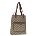 GUCCI GG Canvas Web Sherry Line Tote Bag PVC Leather Beige Green Red 80257