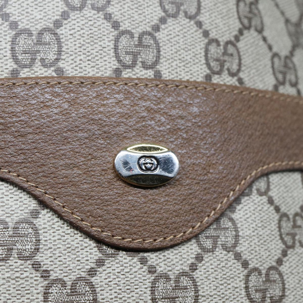GUCCI GG Canvas Web Sherry Line Tote Bag PVC Leather Beige Green Red 80257