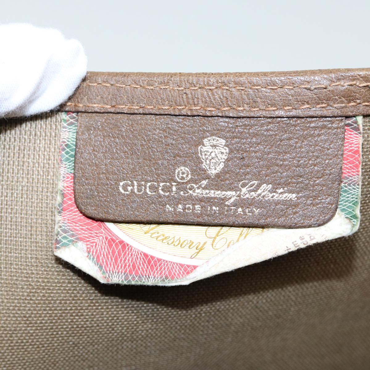 GUCCI GG Canvas Web Sherry Line Tote Bag PVC Leather Beige Green Red 80257