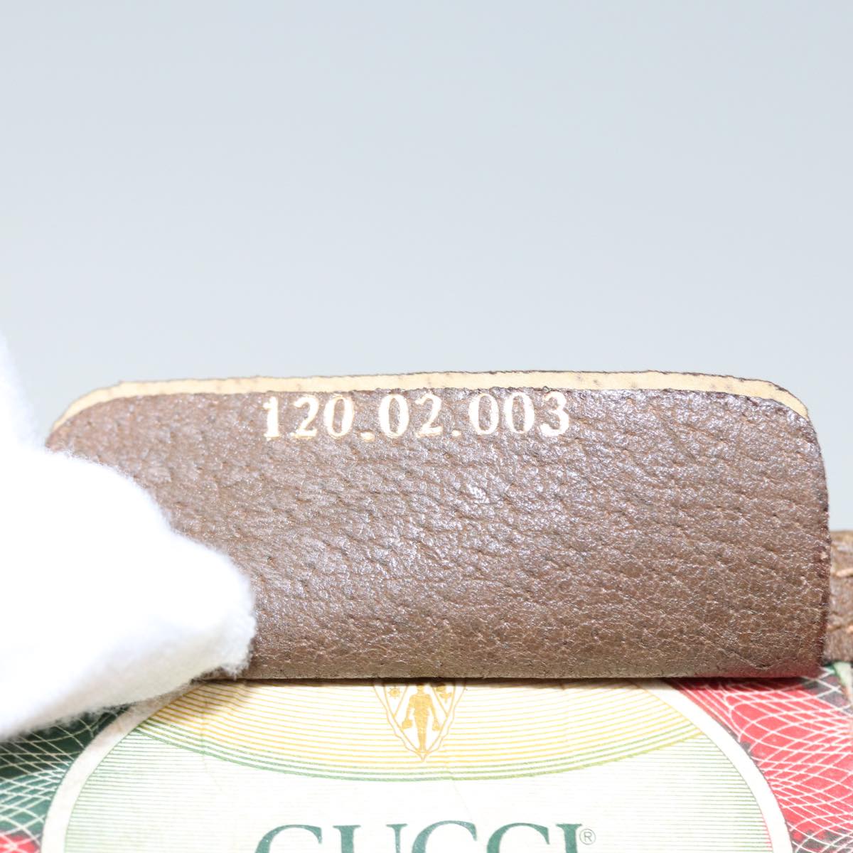 GUCCI GG Canvas Web Sherry Line Tote Bag PVC Leather Beige Green Red 80257