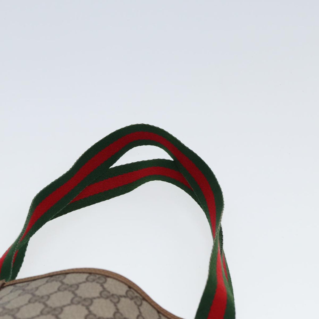 GUCCI GG Canvas Web Sherry Line Tote Bag PVC Leather Beige Green Red 80257