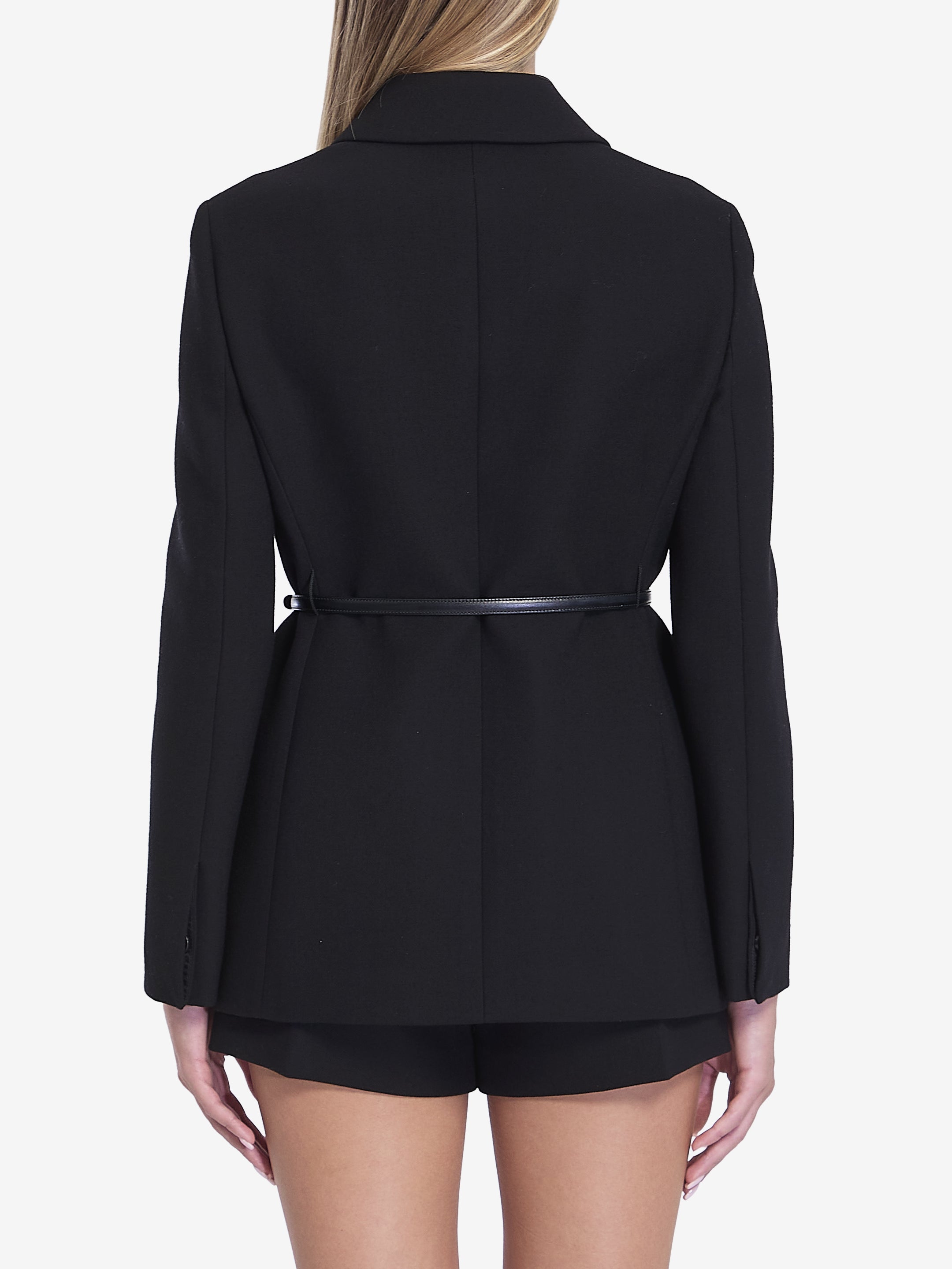 GUCCI Wool Creased Pleated Jacket with Detachable Belt - Women's Regular Fit