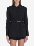 GUCCI Wool Creased Pleated Jacket with Detachable Belt - Women's Regular Fit