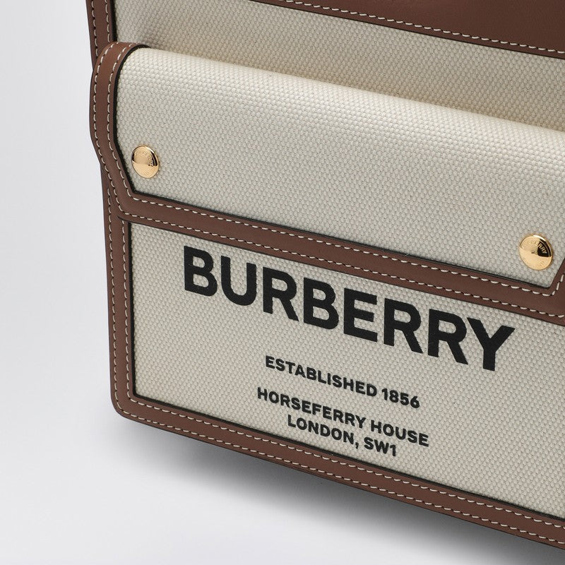 Burberry Pocket Tote Bag In Canvas And Leather Women