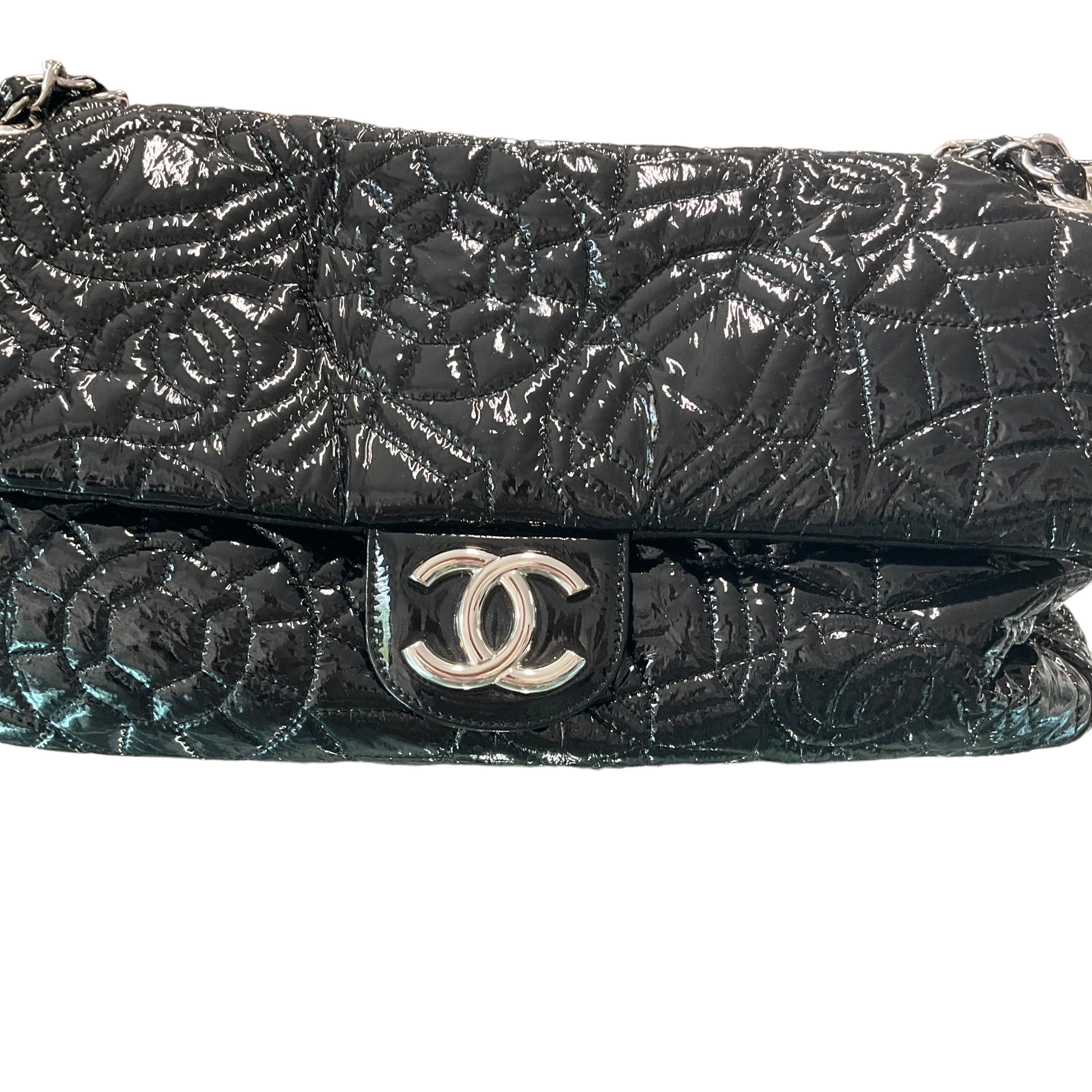 Chanel Quilted Patent Leather Hobo Shoulder Bag