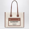 Burberry Freya Small Beige/Leather Tote Women