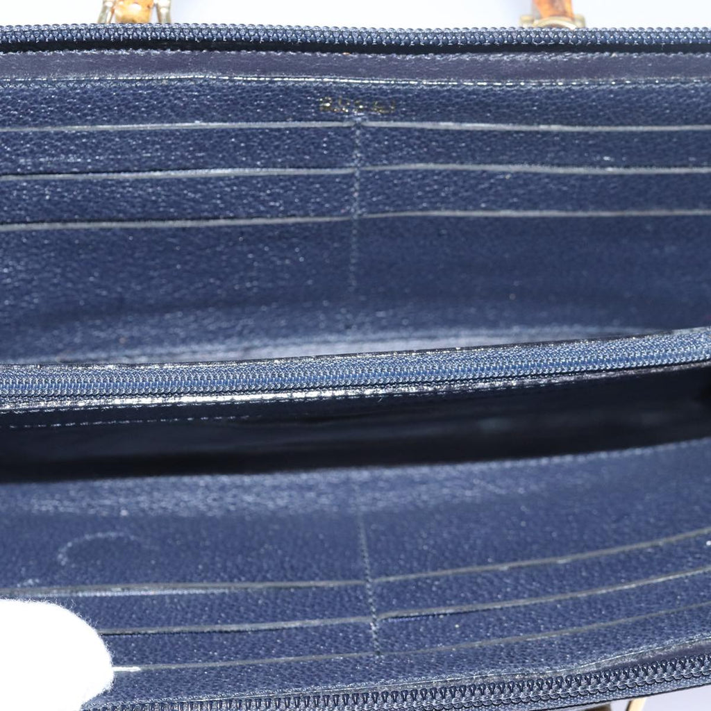 GUCCI Bamboo Wallet Suede 2way Navy 039 1998 0700 80565