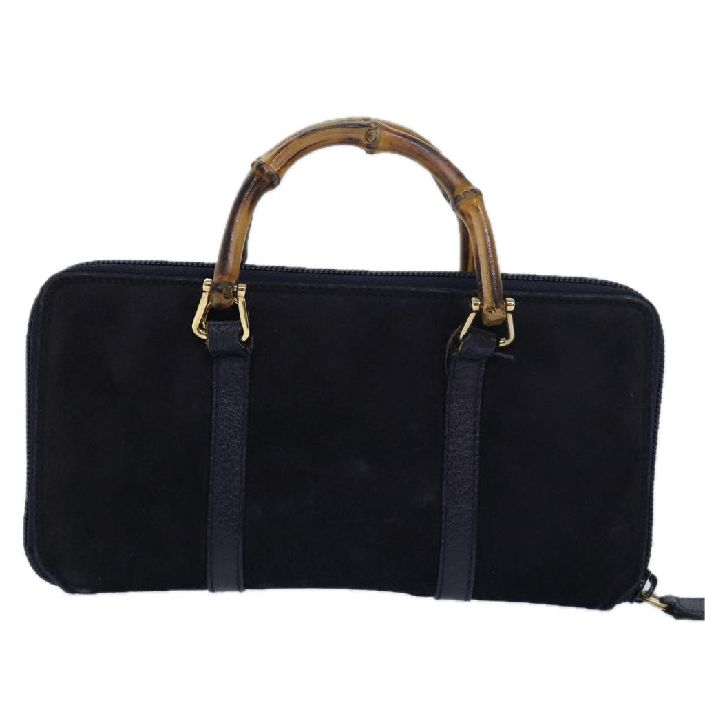 GUCCI Bamboo Wallet Suede 2way Navy 039 1998 0700 80565