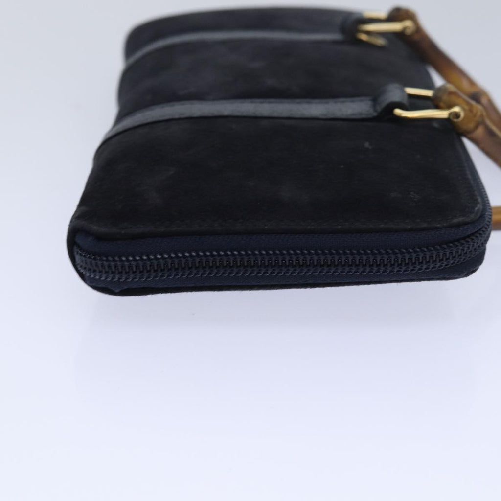 GUCCI Bamboo Wallet Suede 2way Navy 039 1998 0700 80565