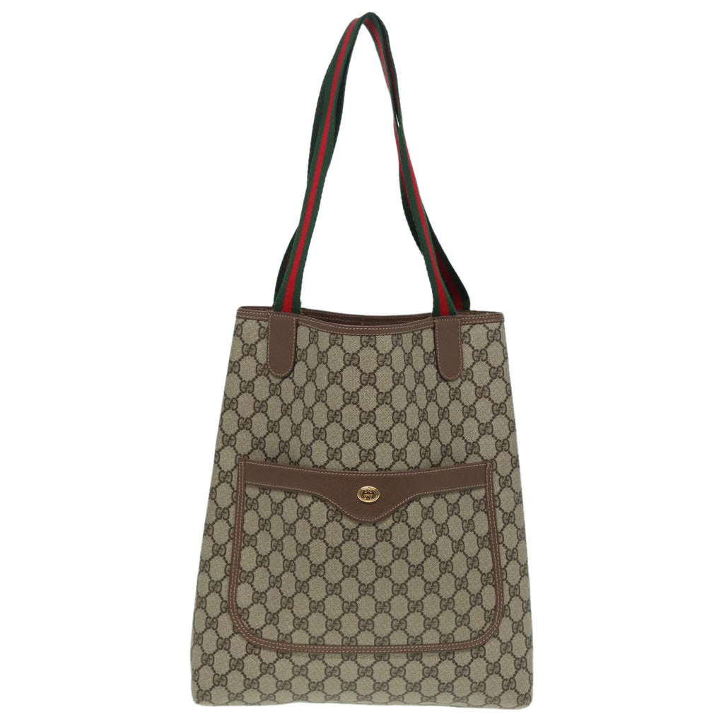 GUCCI GG Supreme Web Sherry Line Tote Bag PVC Beige 002 090 6487 80597