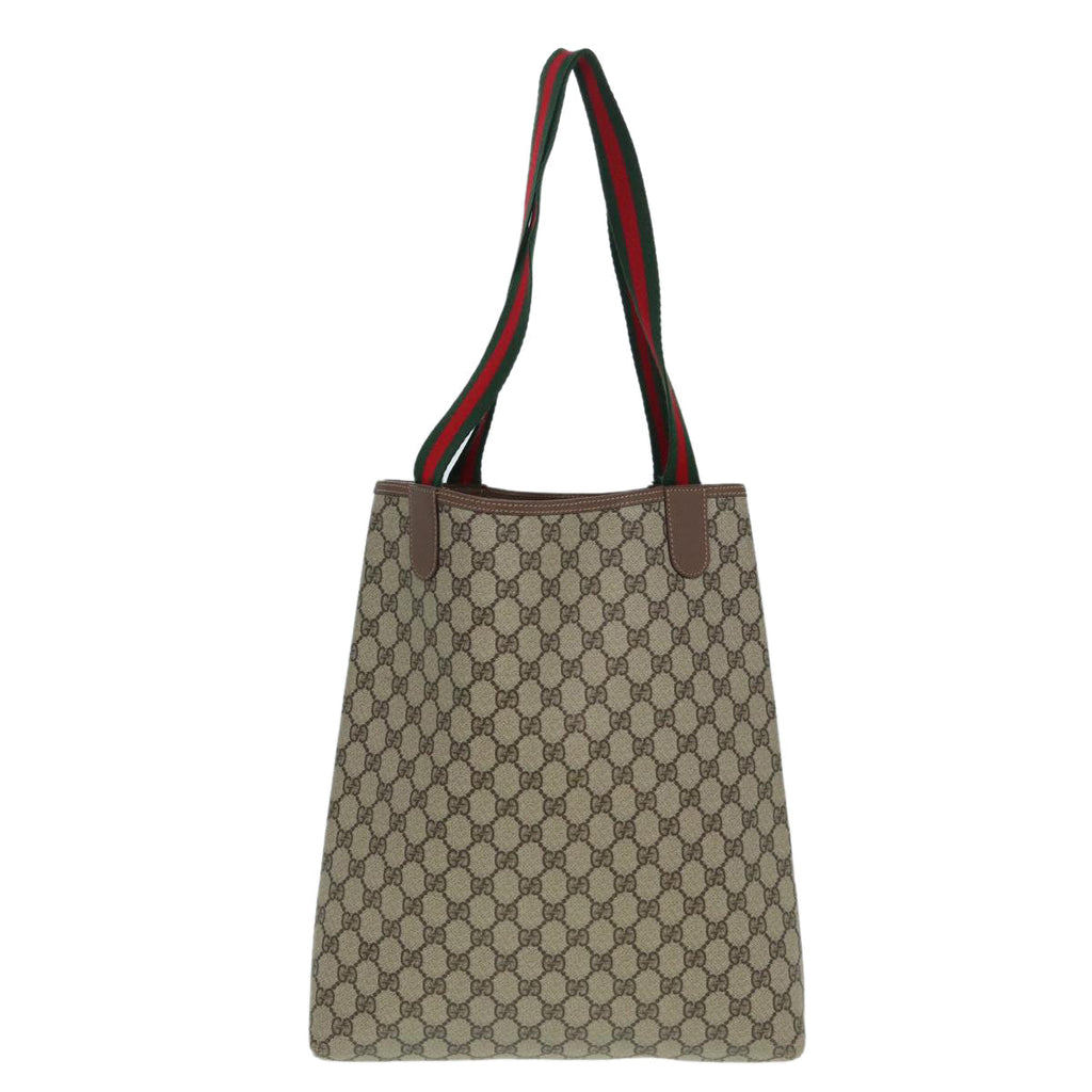 GUCCI GG Supreme Web Sherry Line Tote Bag PVC Beige 002 090 6487 80597