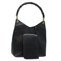 GUCCI Bamboo Hand Bag Leather Black 001 1880 80601