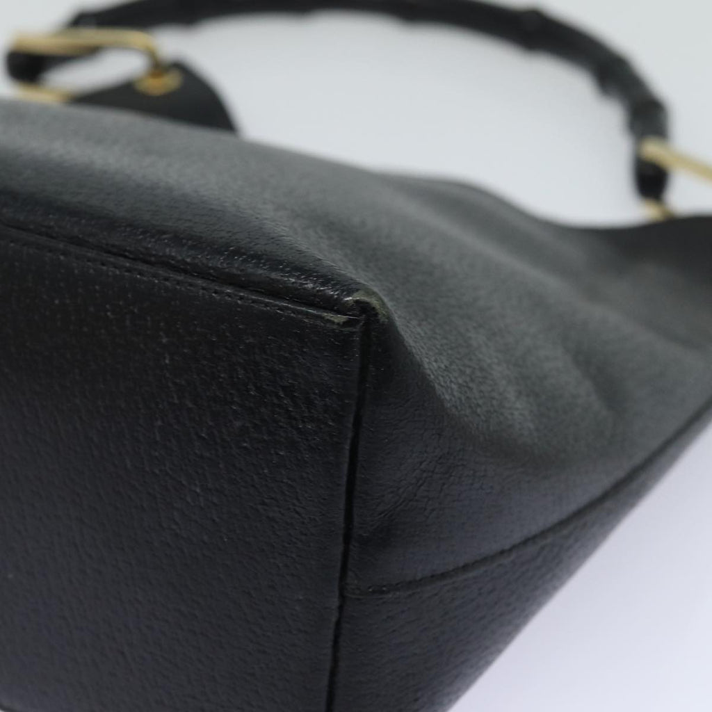 GUCCI Bamboo Hand Bag Leather Black 001 1880 80601