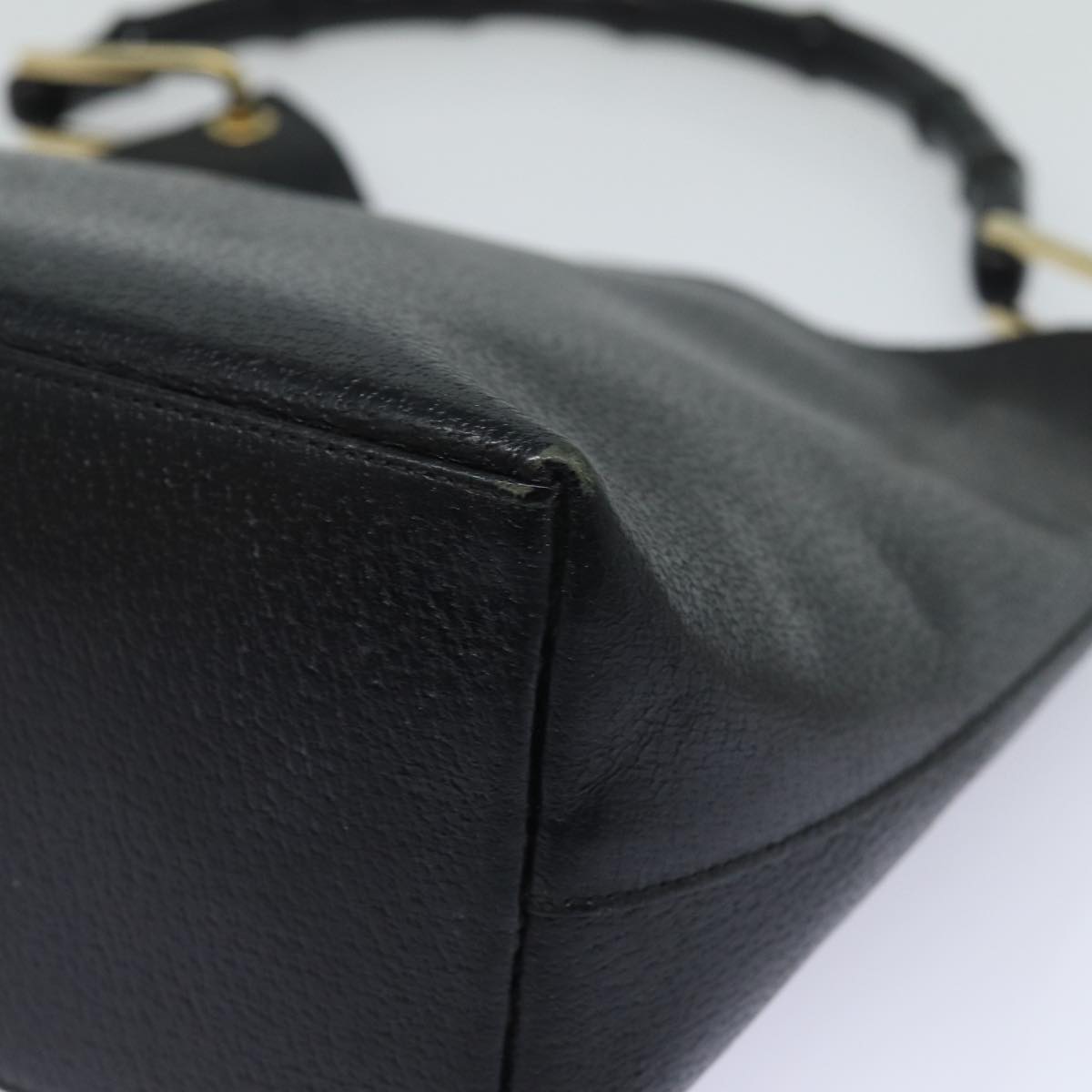 GUCCI Bamboo Hand Bag Leather Black 001 1880 80601