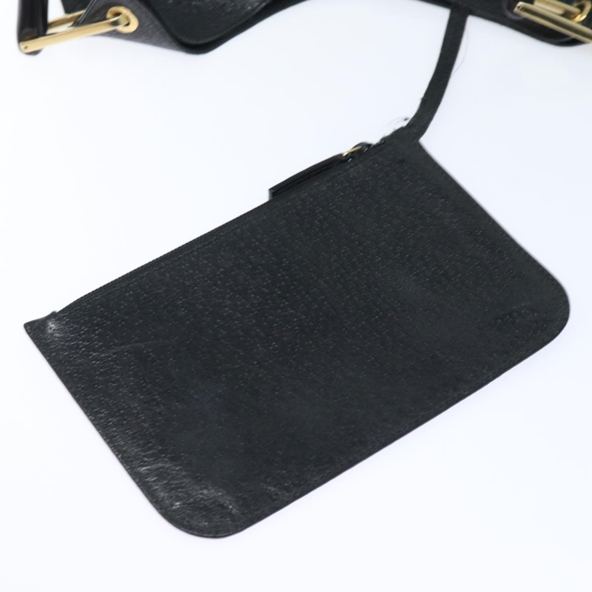 GUCCI Bamboo Hand Bag Leather Black 001 1880 80601