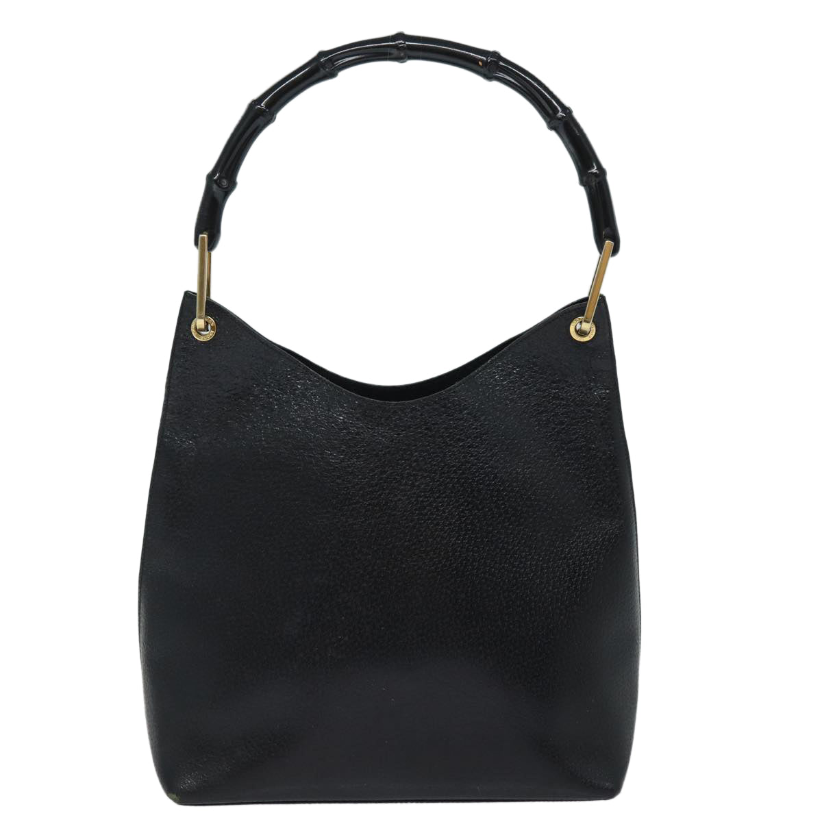 GUCCI Bamboo Hand Bag Leather Black 001 1880 80601