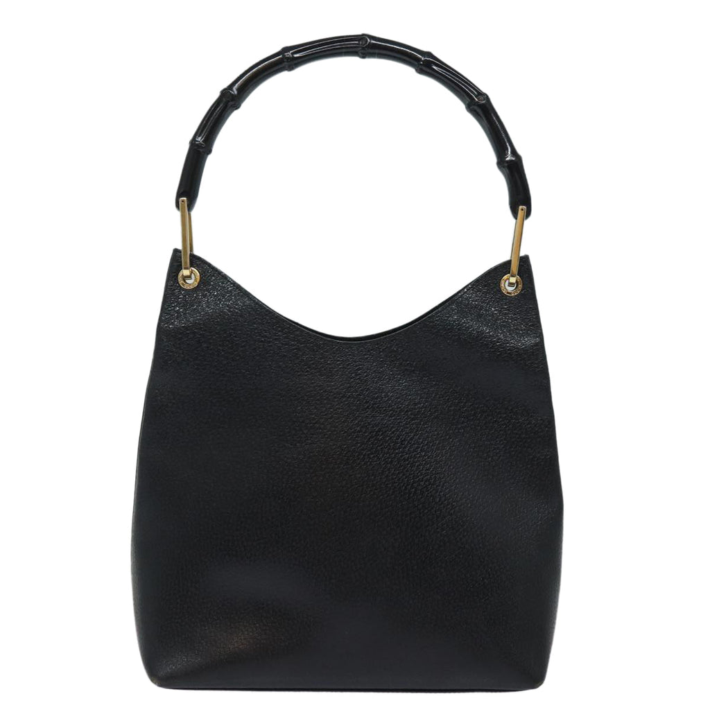 GUCCI Bamboo Hand Bag Leather Black 001 1880 80601