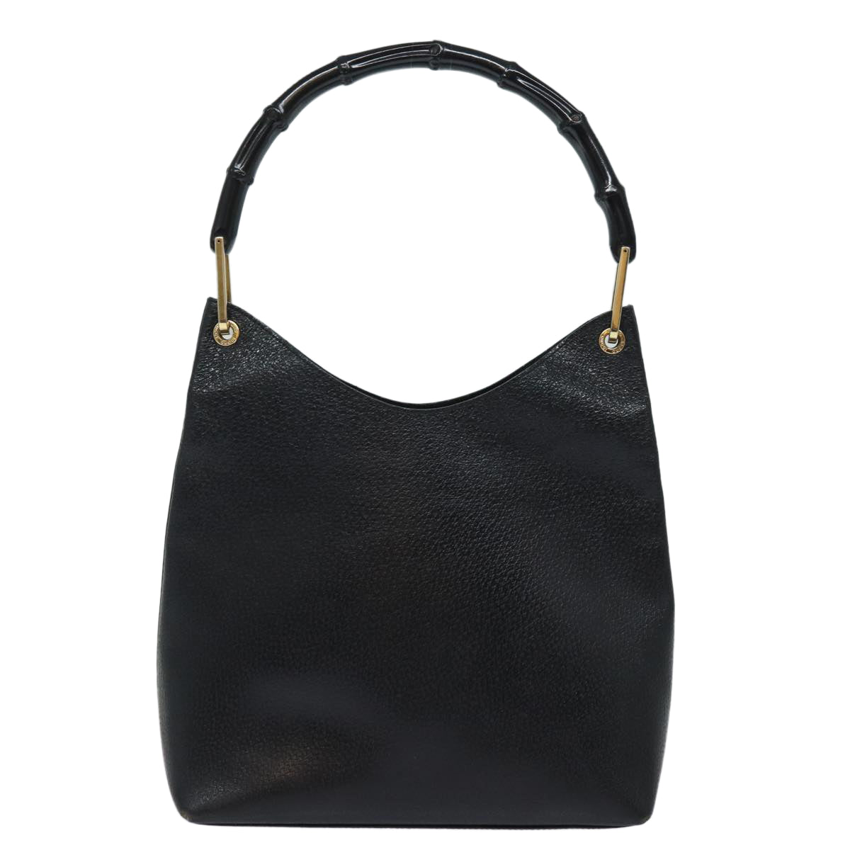 GUCCI Bamboo Hand Bag Leather Black 001 1880 80601
