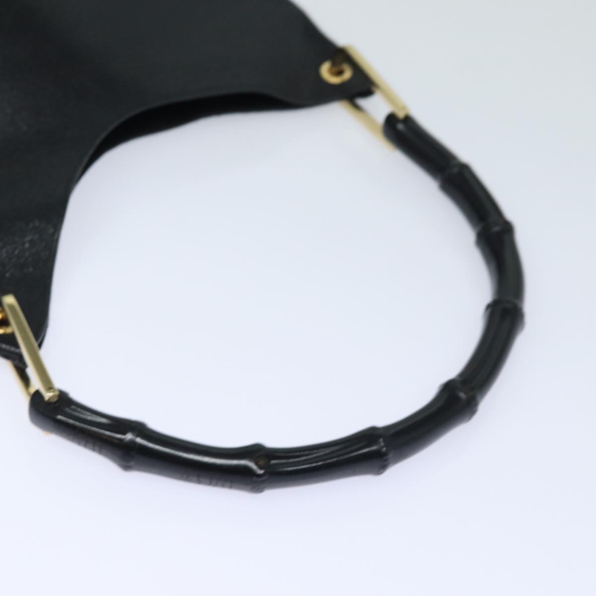 GUCCI Bamboo Hand Bag Leather Black 001 1880 80601