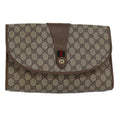 GUCCI GG Supreme Web Sherry Line Clutch Bag PVC Beige Red 89 01 031 80603