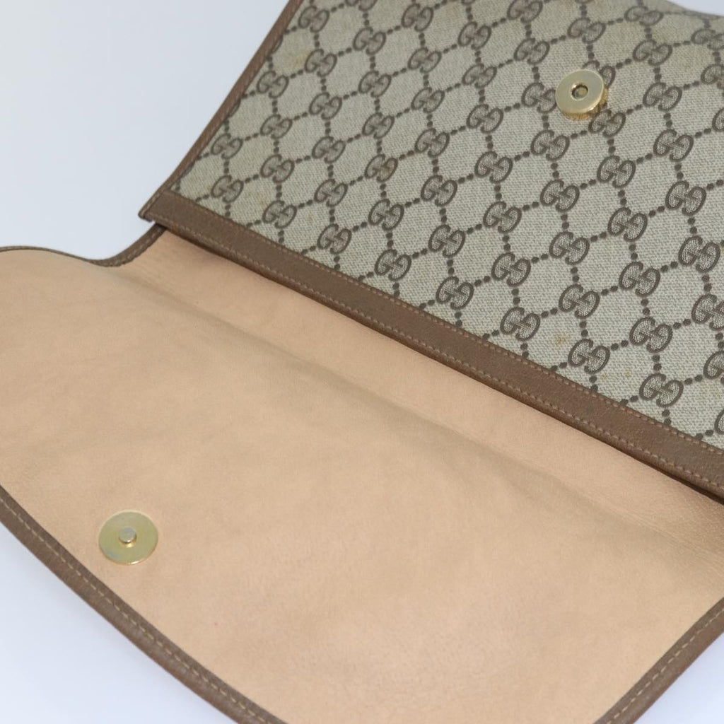 GUCCI GG Supreme Web Sherry Line Clutch Bag PVC Beige Red 89 01 031 80603