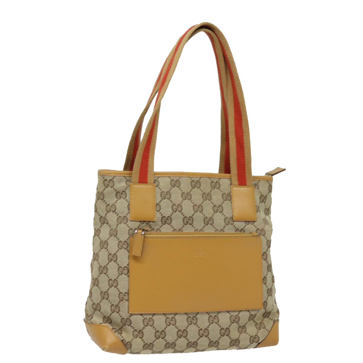 GUCCI GG Canvas Sherry Line Hand Bag Beige Red Brown 019 0402 80606