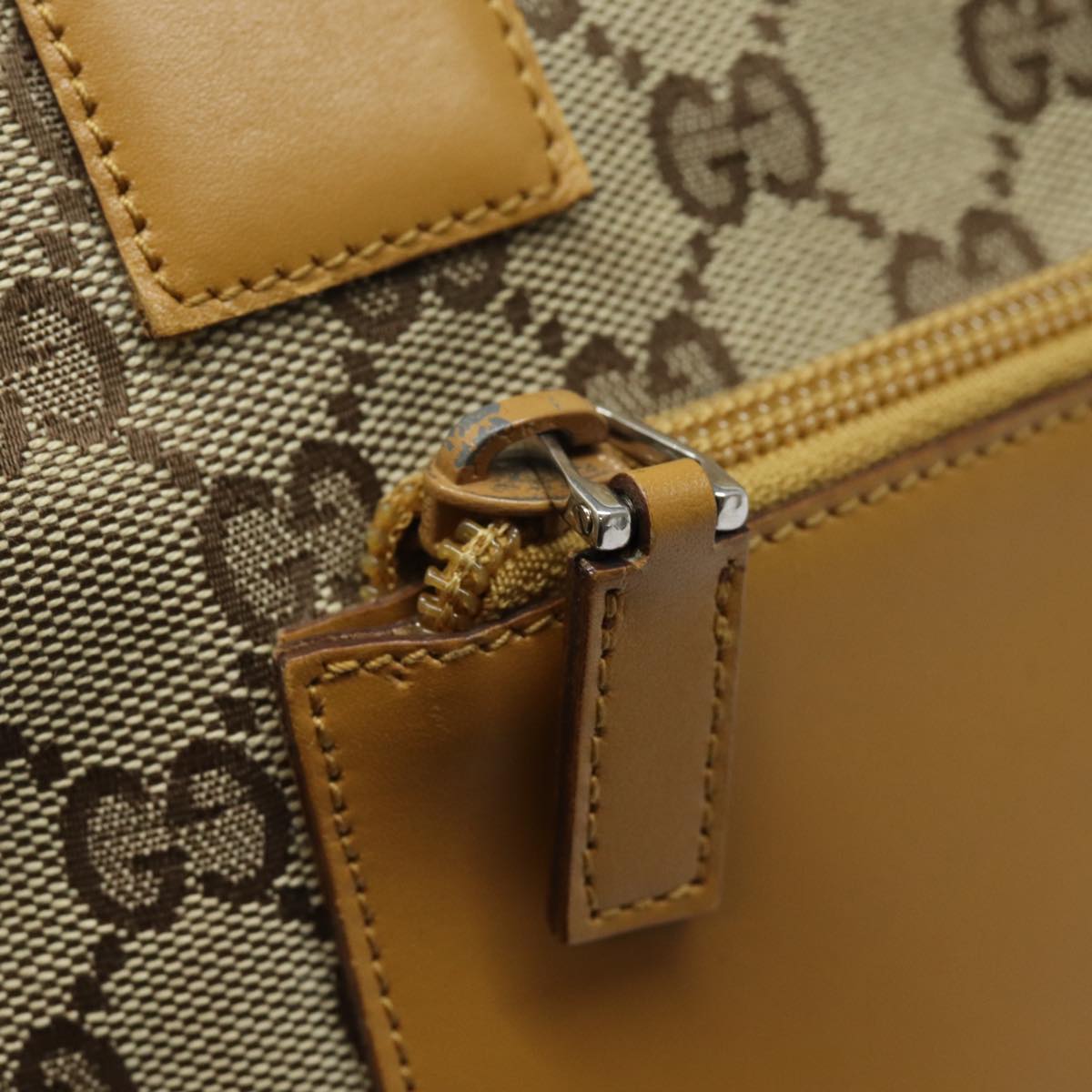 GUCCI GG Canvas Sherry Line Hand Bag Beige Red Brown 019 0402 80606