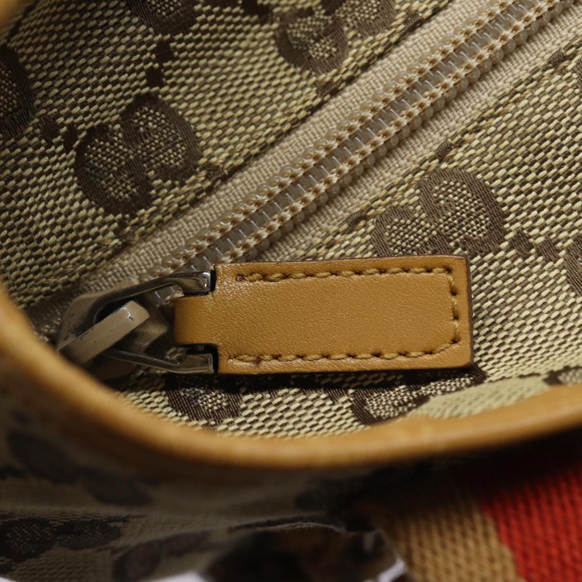 GUCCI GG Canvas Sherry Line Hand Bag Beige Red Brown 019 0402 80606