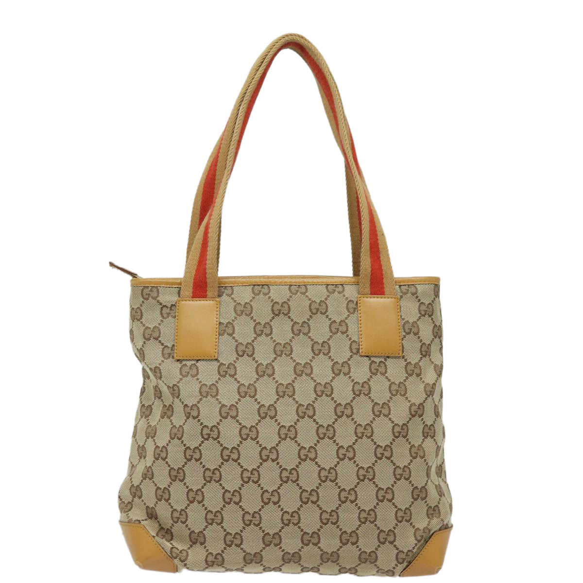GUCCI GG Canvas Sherry Line Hand Bag Beige Red Brown 019 0402 80606
