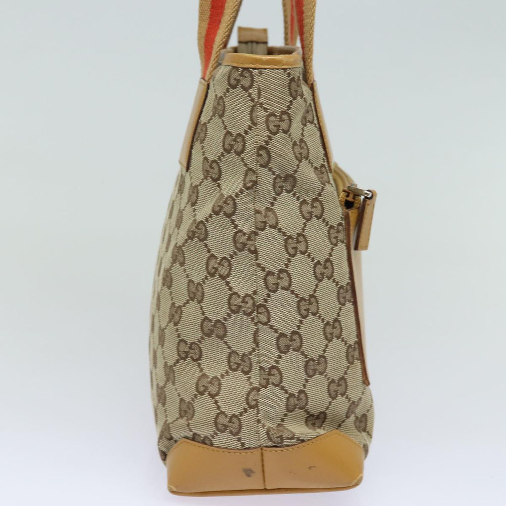 GUCCI GG Canvas Sherry Line Hand Bag Beige Red Brown 019 0402 80606