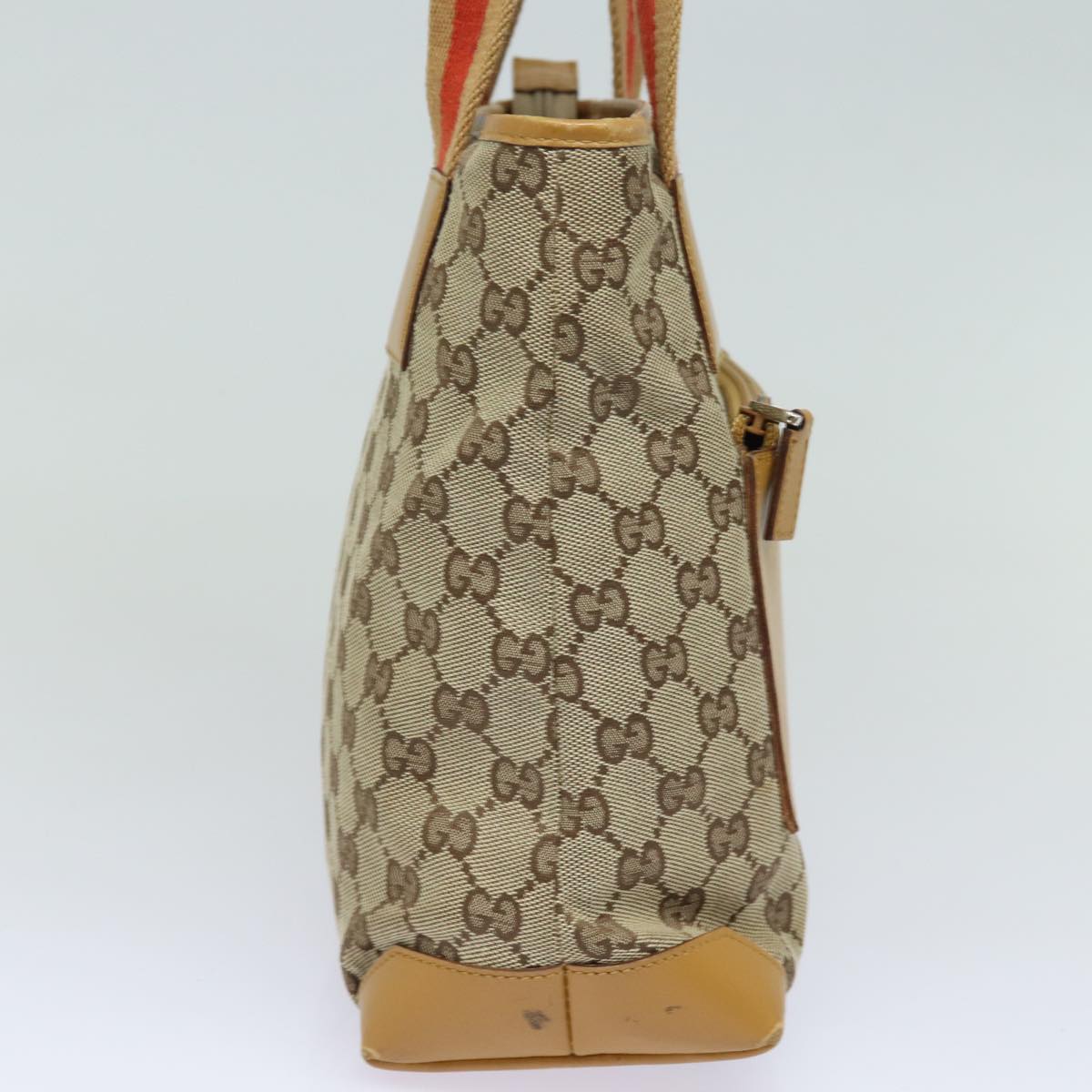GUCCI GG Canvas Sherry Line Hand Bag Beige Red Brown 019 0402 80606