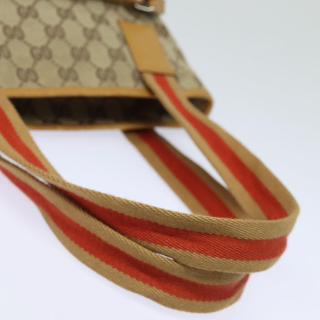 GUCCI GG Canvas Sherry Line Hand Bag Beige Red Brown 019 0402 80606