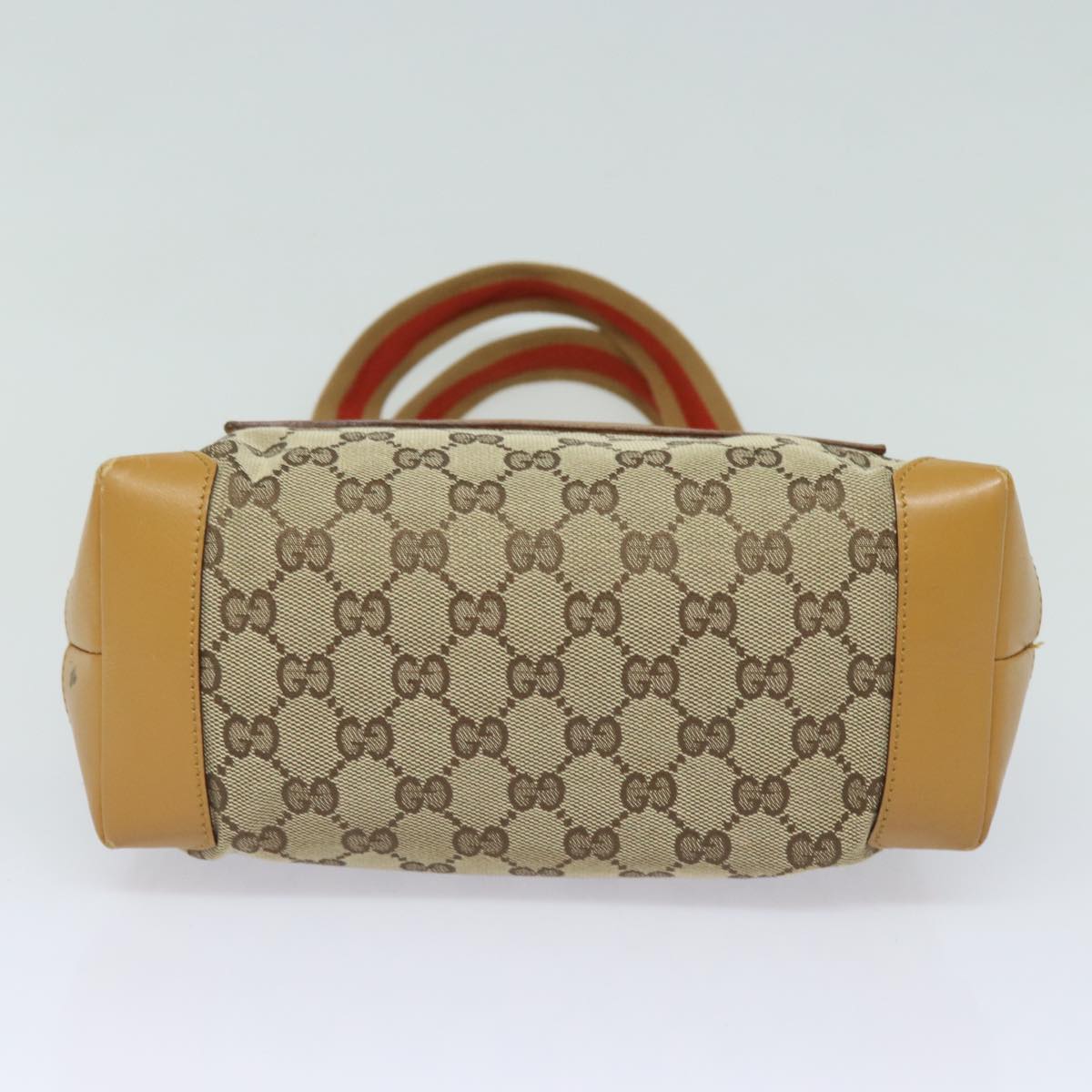 GUCCI GG Canvas Sherry Line Hand Bag Beige Red Brown 019 0402 80606
