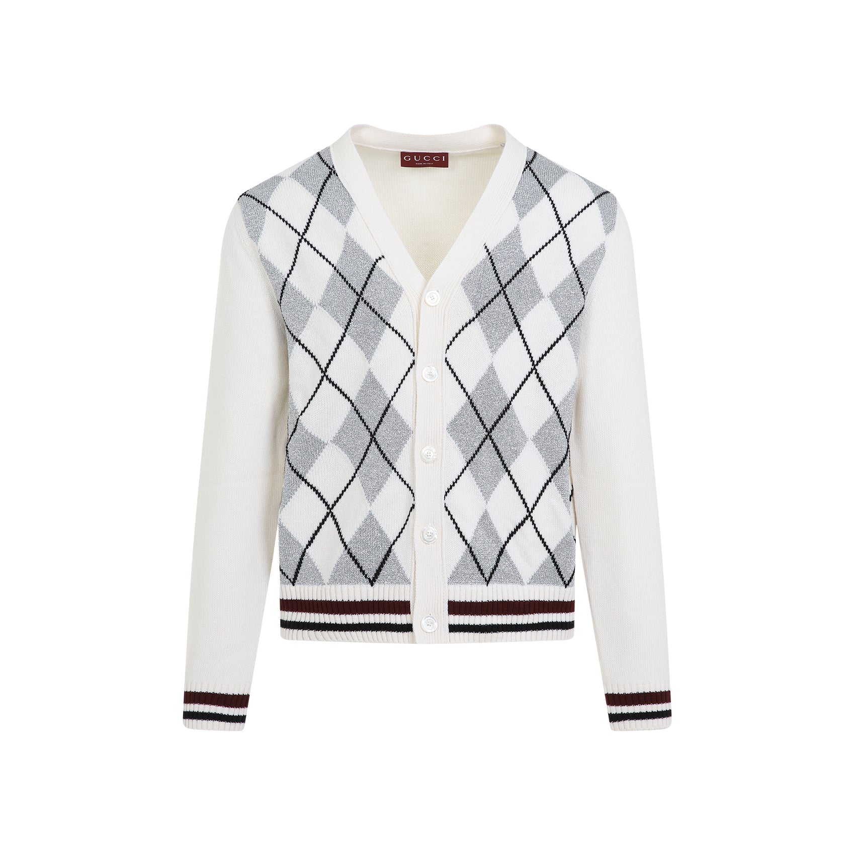 GUCCI Argyle Lurex Cardigan for Men